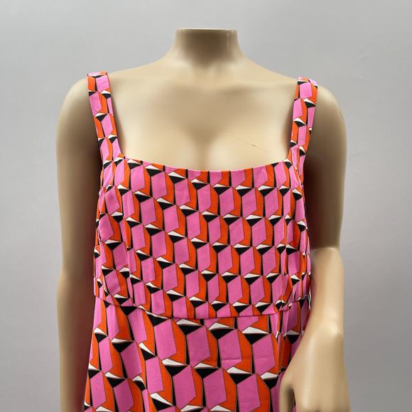 Diane Von Furstenberg x Target Dress Women 14 Pink 90s Shift Modern Geo Mini NWT - Picture 2 of 10